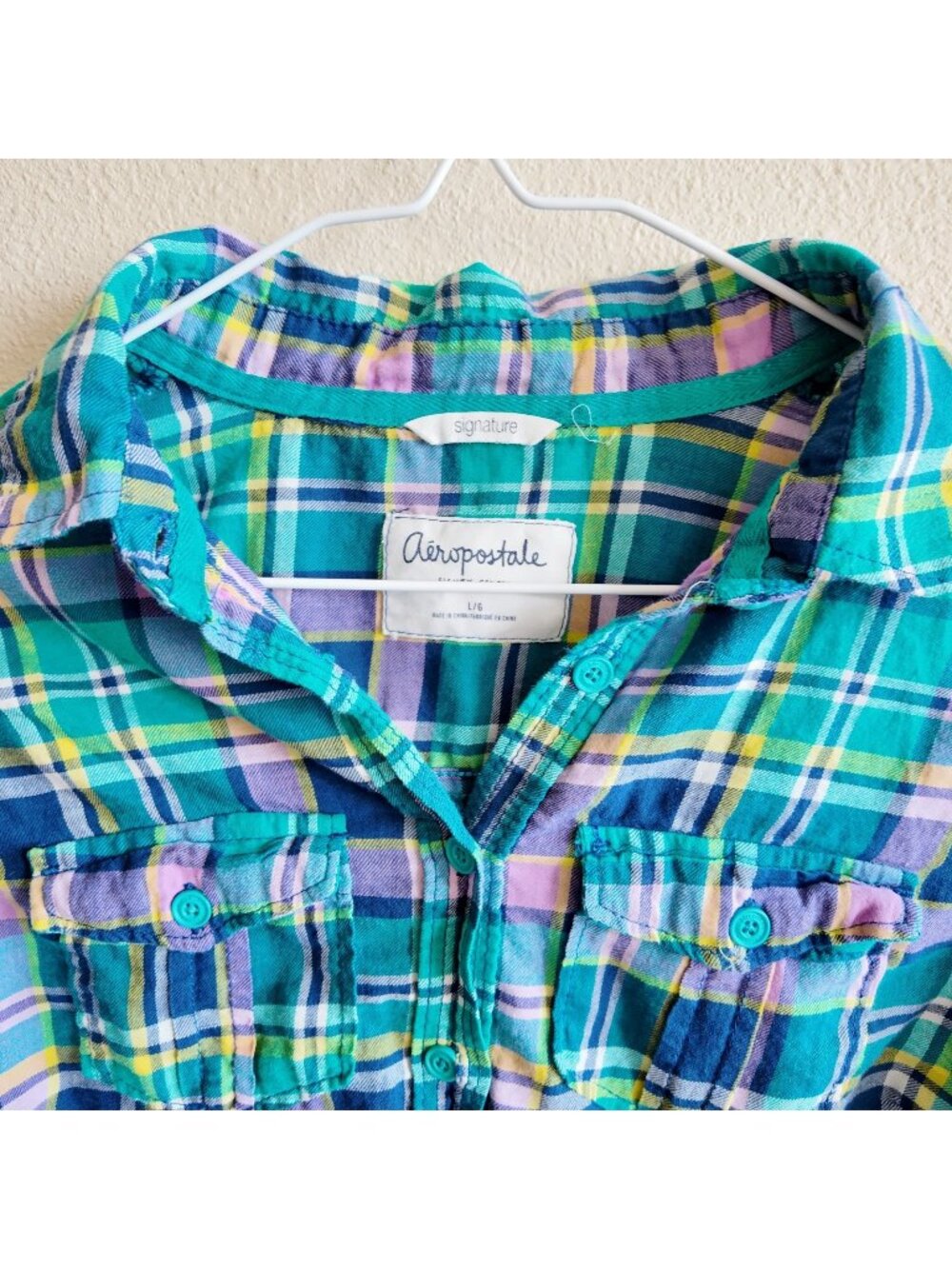 Y2K Aeropostale Turquoise Button up shirt size large